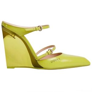 Gucci Closed Toe Slippers Wedge 10.9cm Light Green Regent Firefly